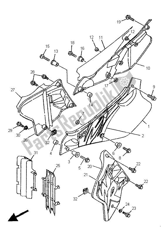 Tutte le parti per il Coperchio Laterale del Yamaha WR 250Z 1995