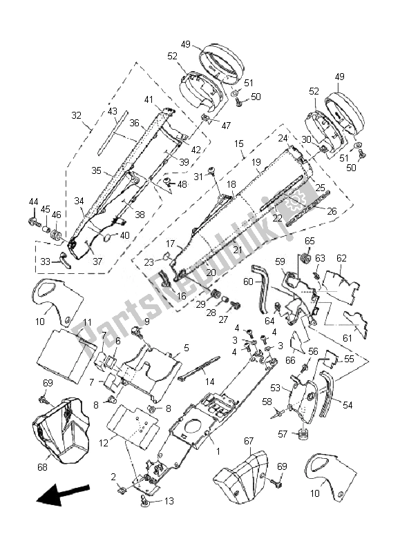 Tutte le parti per il Coperchio Laterale del Yamaha MT 01 1670 2007