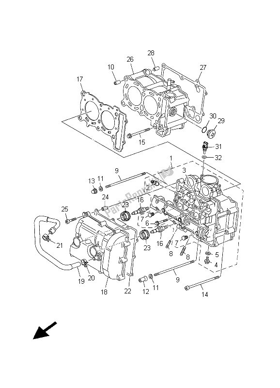 All parts for the Cylinder of the Yamaha XP 500 T MAX 2009