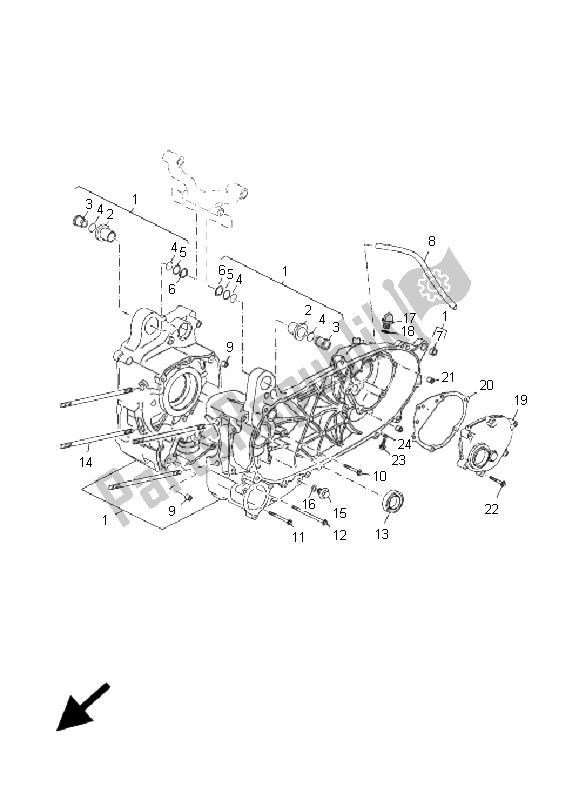 All parts for the Crankcase of the Yamaha YP 125R X Maxi 2009