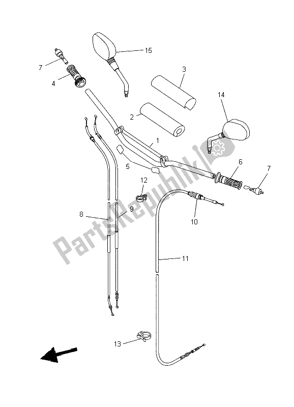 All parts for the Steering Handle & Cable of the Yamaha XT 660X 2006