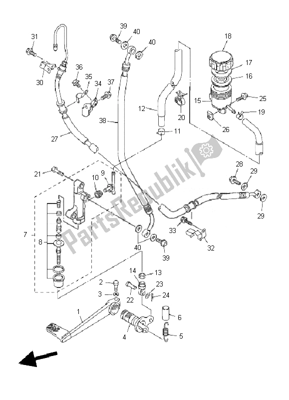 Tutte le parti per il Pompa Freno Posteriore del Yamaha FJR 1300A 2010