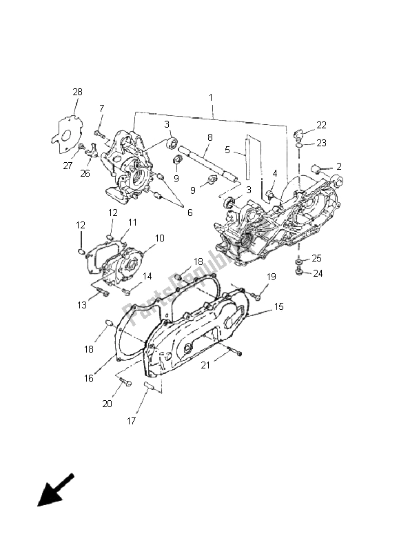 All parts for the Crankcase of the Yamaha CS 50 AC Jogr 2005