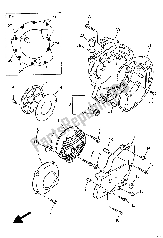 Toutes les pièces pour le Couvercle De Carter 1 du Yamaha XJ 600N 1999