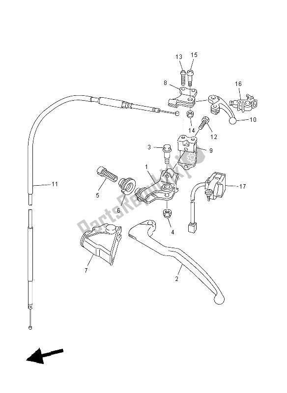 All parts for the Handle Switch & Lever of the Yamaha YZ 250F 2008