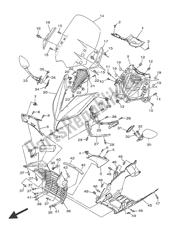 All parts for the Windshield of the Yamaha XP 500 2016