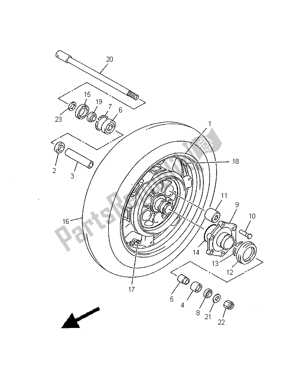 Toutes les pièces pour le Roue Arrière du Yamaha XVZ 1300A Royalstar 2000