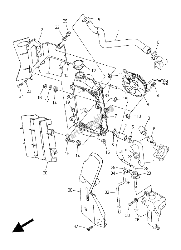 All parts for the Radiator Hose of the Yamaha WR 250X 2014