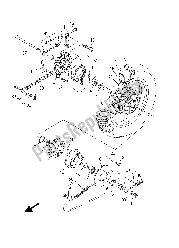 Todas las partes para Rueda Trasera de Yamaha TT R 90E 2003