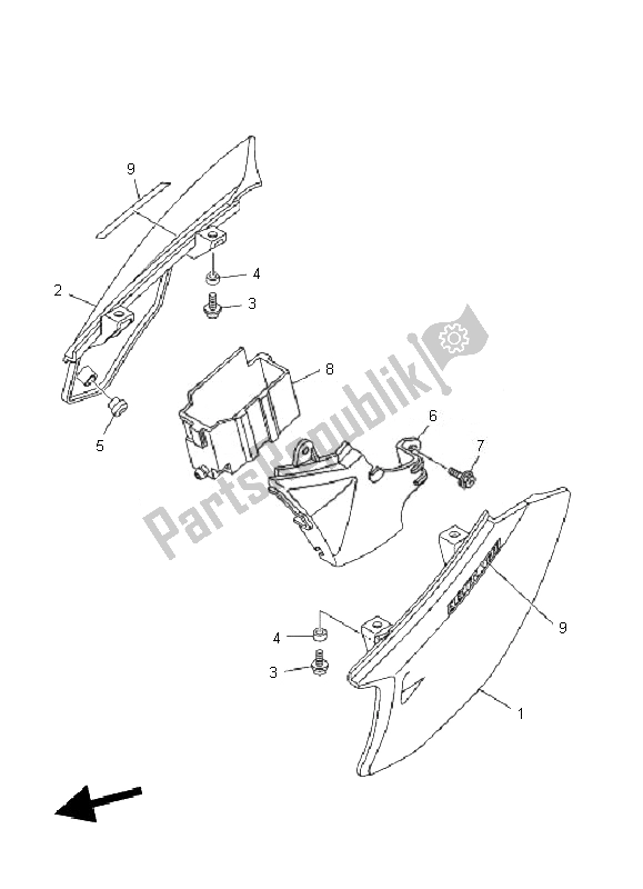 Toutes les pièces pour le Couvercle Latéral du Yamaha TT R 50E 2010