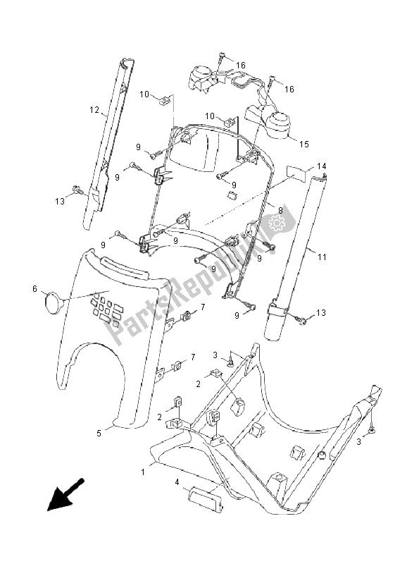 All parts for the Leg Shield of the Yamaha XF 50 4T Giggle 2009