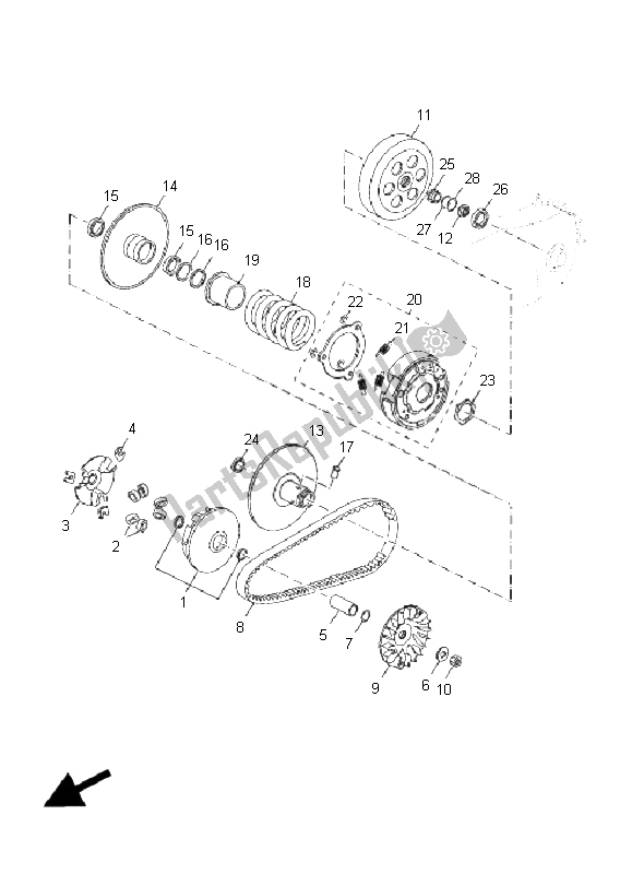 All parts for the Clutch of the Yamaha VP 125 X City 2008