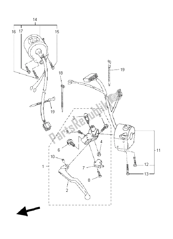 All parts for the Handle Switch & Lever of the Yamaha FZ6 S 600 2006