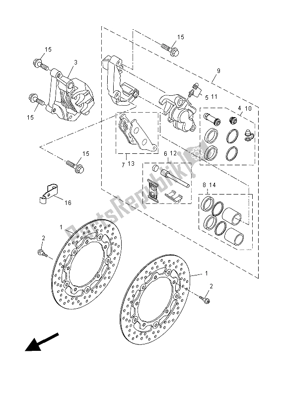 Toutes les pièces pour le étrier De Frein Avant du Yamaha YP 400R 2014