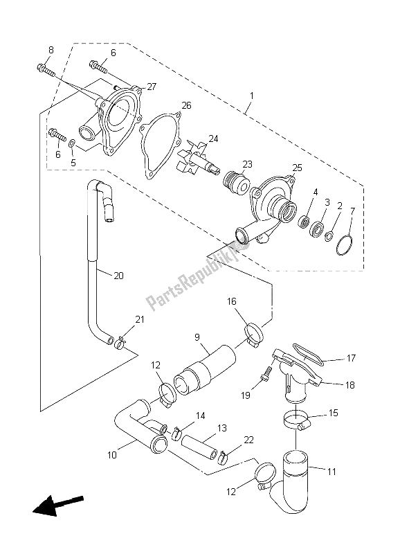 Alle onderdelen voor de Waterpomp van de Yamaha YZF R6 600 2006