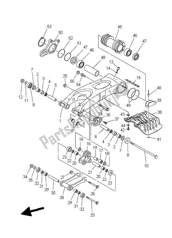 All parts for the Rear Arm of the Yamaha YFZ 450R SE 2010