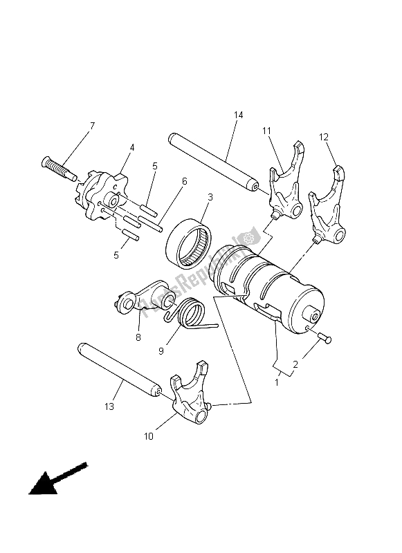 All parts for the Shift Cam & Fork of the Yamaha SR 125 1998