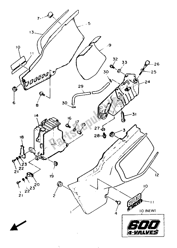 Todas las partes para Tapa Lateral Y Tanque De Aceite de Yamaha XT 600 1987