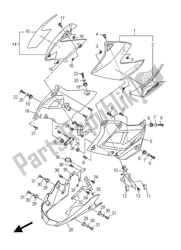 Wszystkie części do Pokrywa Boczna 2 Yamaha XJ6N 600 2015