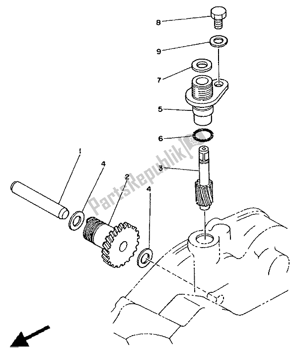 All parts for the Tachometer Gear of the Yamaha DT 125E 1991