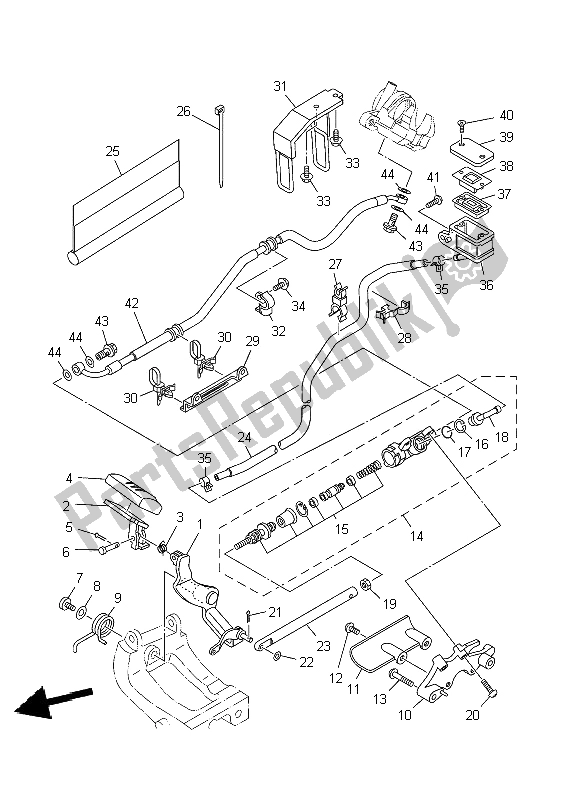 All parts for the Rear Master Cylinder of the Yamaha XV 1900A Midnighst Star 2009