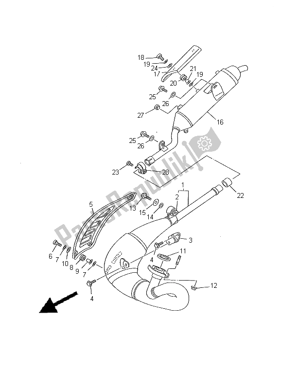 Tutte le parti per il Scarico del Yamaha TDR 125 2000