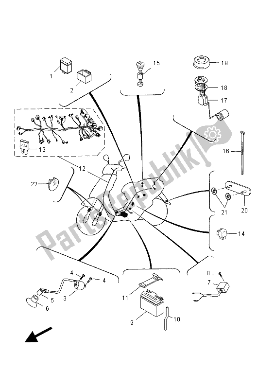 Tutte le parti per il Elettrico 2 del Yamaha YN 50 2015
