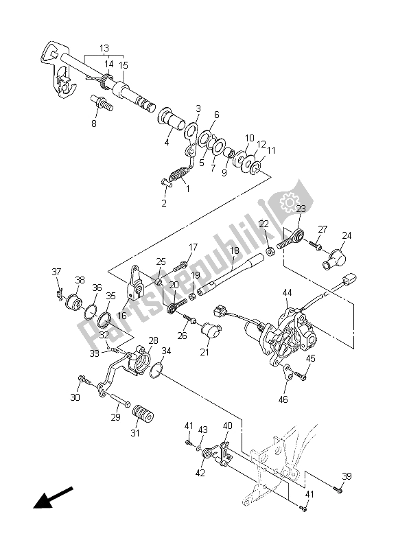 All parts for the Shift Shaft of the Yamaha FJR 1300 AS 2015