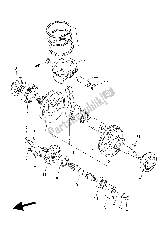 All parts for the Crankshaft & Piston of the Yamaha WR 450F 2009