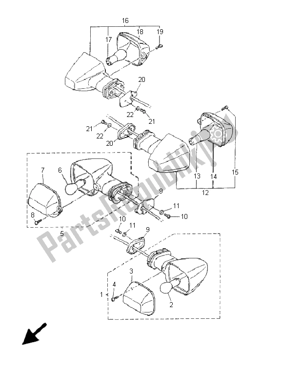 Tutte le parti per il Luce Lampeggiante del Yamaha YZF R6 600 2001