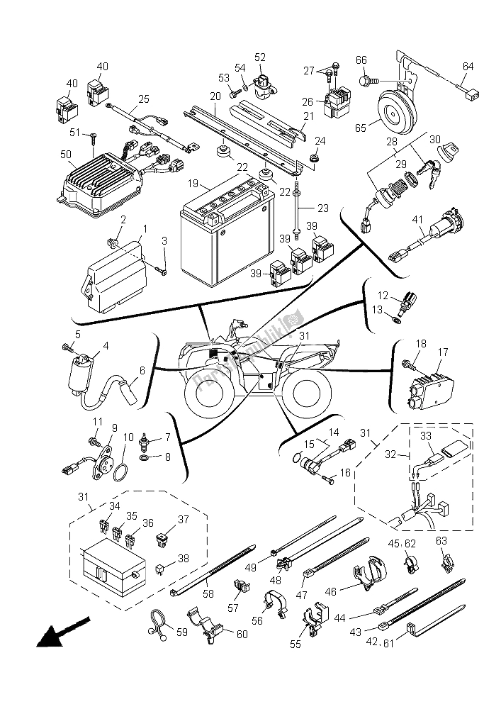 All parts for the Electrical 1 of the Yamaha YFM 550 Fwad Grizzly 2015