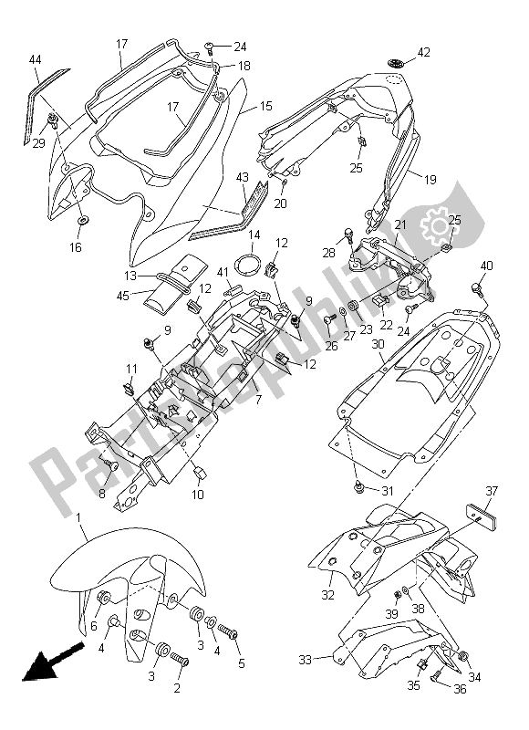 Tutte le parti per il Parafango del Yamaha FZ8 N 800 2014