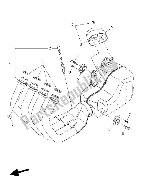 Alle onderdelen voor de Uitlaat van de Yamaha XJ6F 600 2011