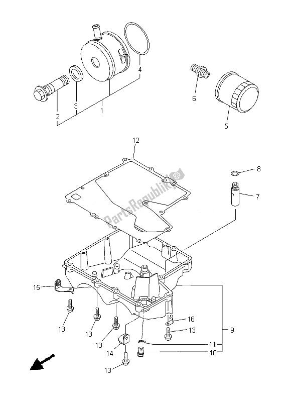 All parts for the Oil Cleaner of the Yamaha YZF R6 600 2013