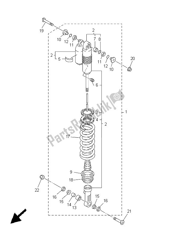 Tutte le parti per il Sospensione Posteriore del Yamaha YZ 250F 2005