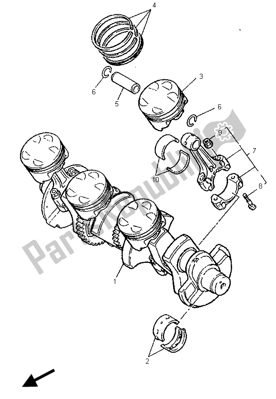 Toutes les pièces pour le Vilebrequin Et Piston du Yamaha YZF 750 SP 1996