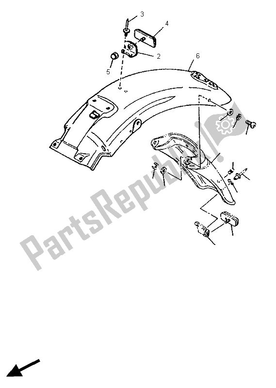 All parts for the Alternate Chassis (bel) of the Yamaha XV 535 S Virago 1996