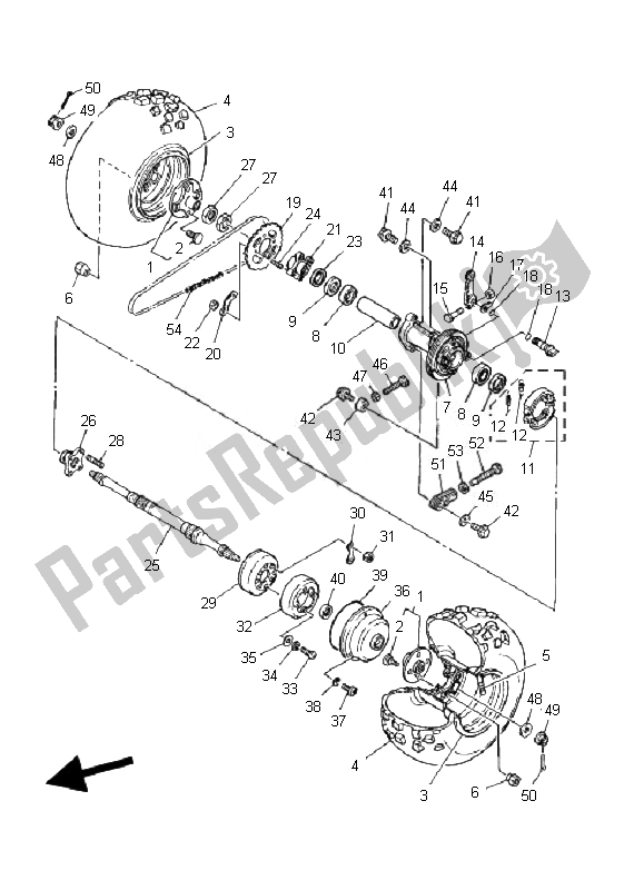 All parts for the Rear Wheel of the Yamaha YFM 125 Grizzly 2007