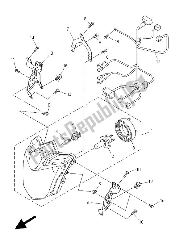 All parts for the Headlight of the Yamaha XJ 6 FA 600 2014