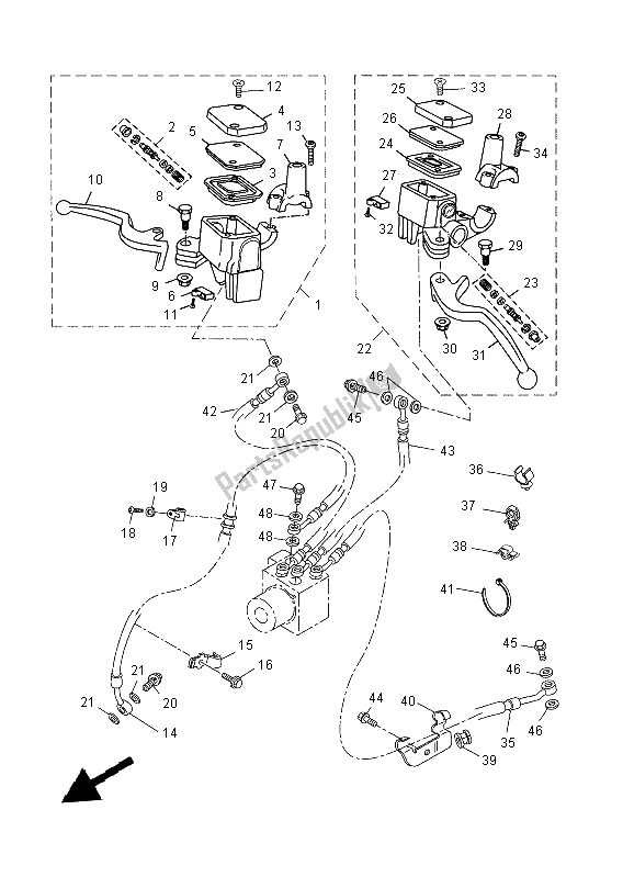 Tutte le parti per il Pompa Freno Anteriore del Yamaha YP 125 RA 2014