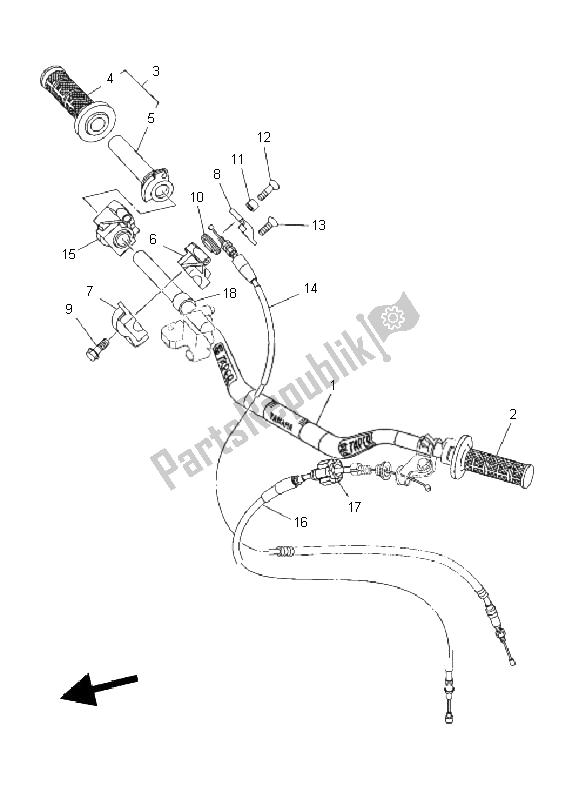 Alle onderdelen voor de Stuurhendel En Kabel van de Yamaha YZ 250 2011