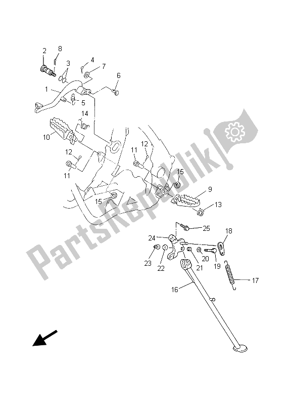 All parts for the Stand & Footrest of the Yamaha WR 450F 2003