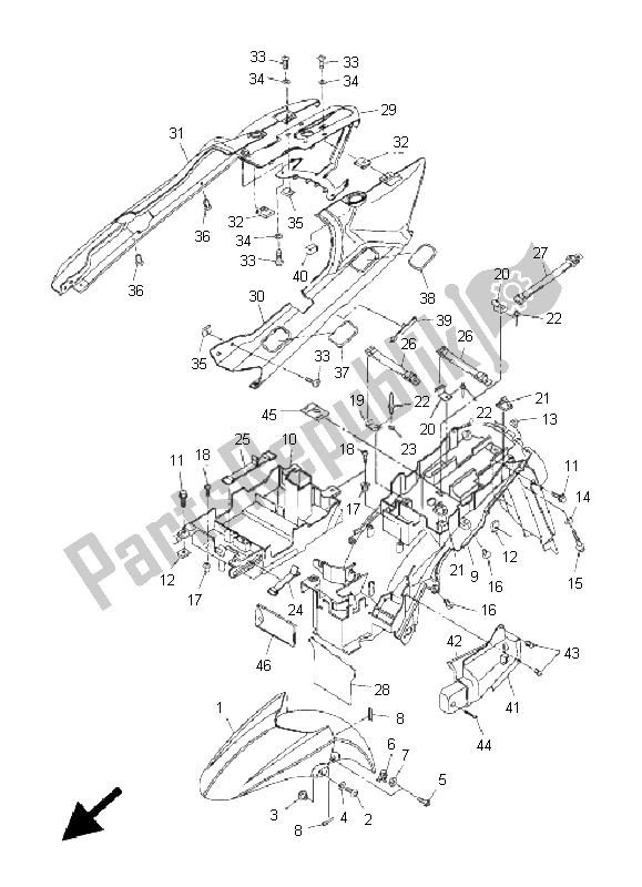 Tutte le parti per il Parafango del Yamaha FJR 1300A 2008