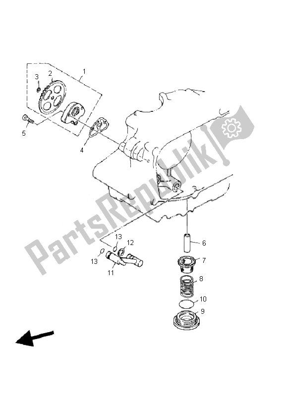 All parts for the Oil Pump of the Yamaha YFM 125 Grizzly 2010