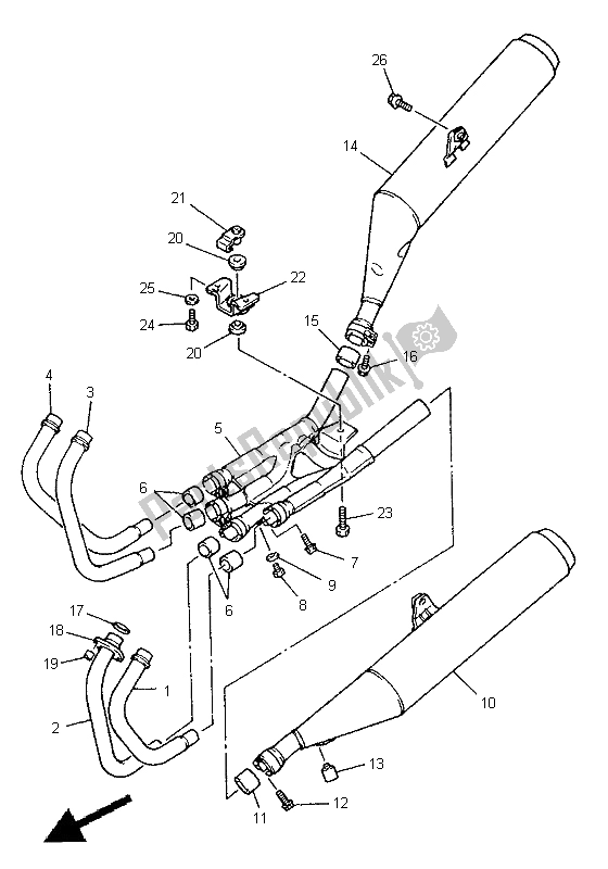 All parts for the Exhaust of the Yamaha XJ 900S Diversion 1998