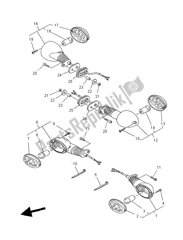 All parts for the Flasher Light of the Yamaha XT 660R 2007