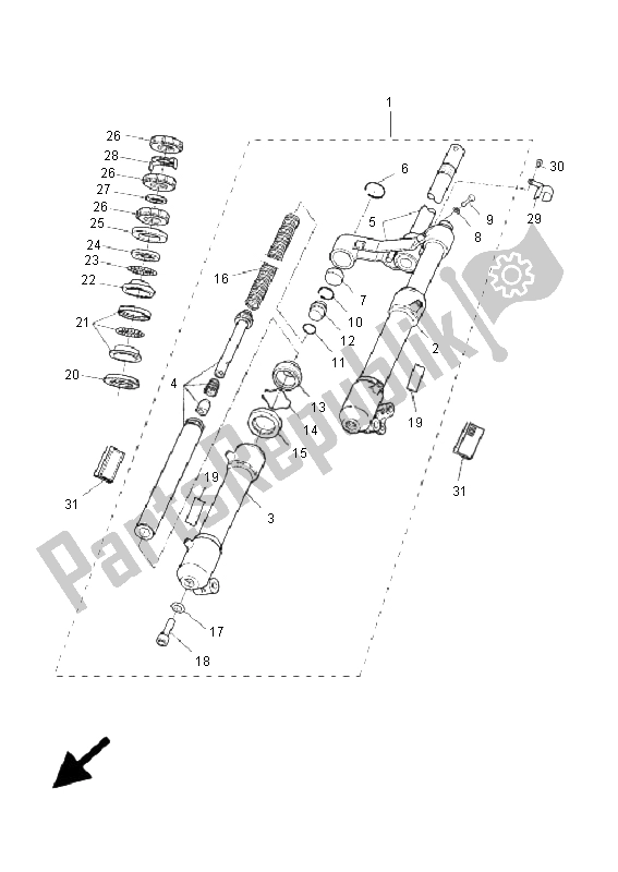 All parts for the Front Fork of the Yamaha YQ 50L Aerox Race Replica 2008