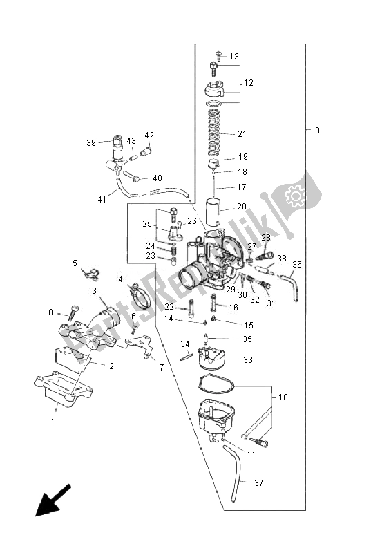 All parts for the Carburetor of the Yamaha TZR 50 2007