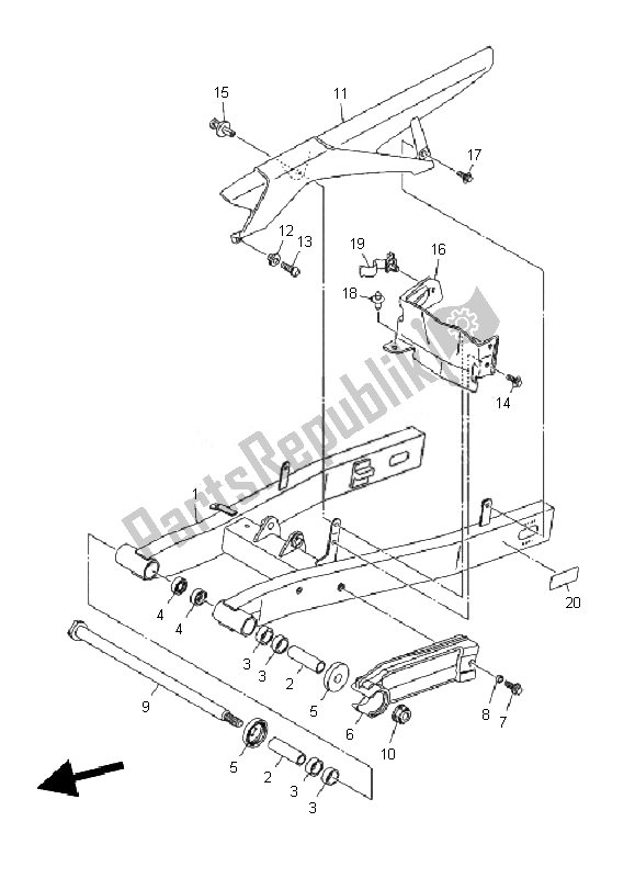 Tutte le parti per il Braccio Posteriore del Yamaha XJ6 NA 600 2010