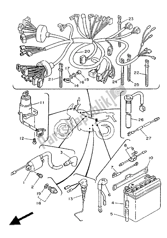 All parts for the Electrical 1 of the Yamaha TDR 125 1991
